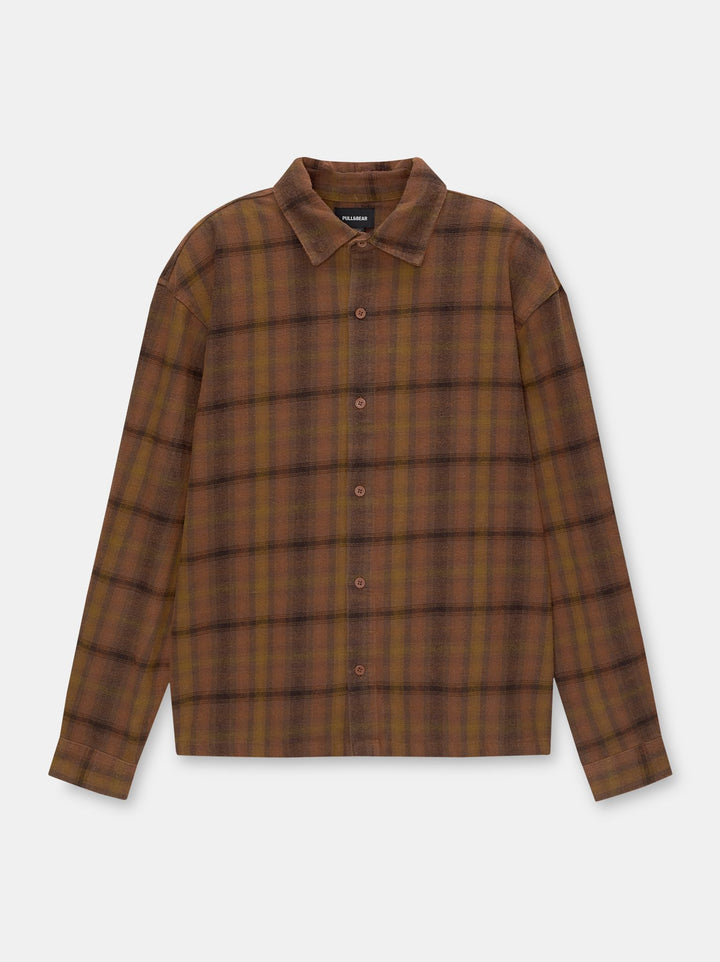 Moudda PULL & BEAR - Chemise Manches Longues Lavage Acide Earth Tones - Tunisie 3