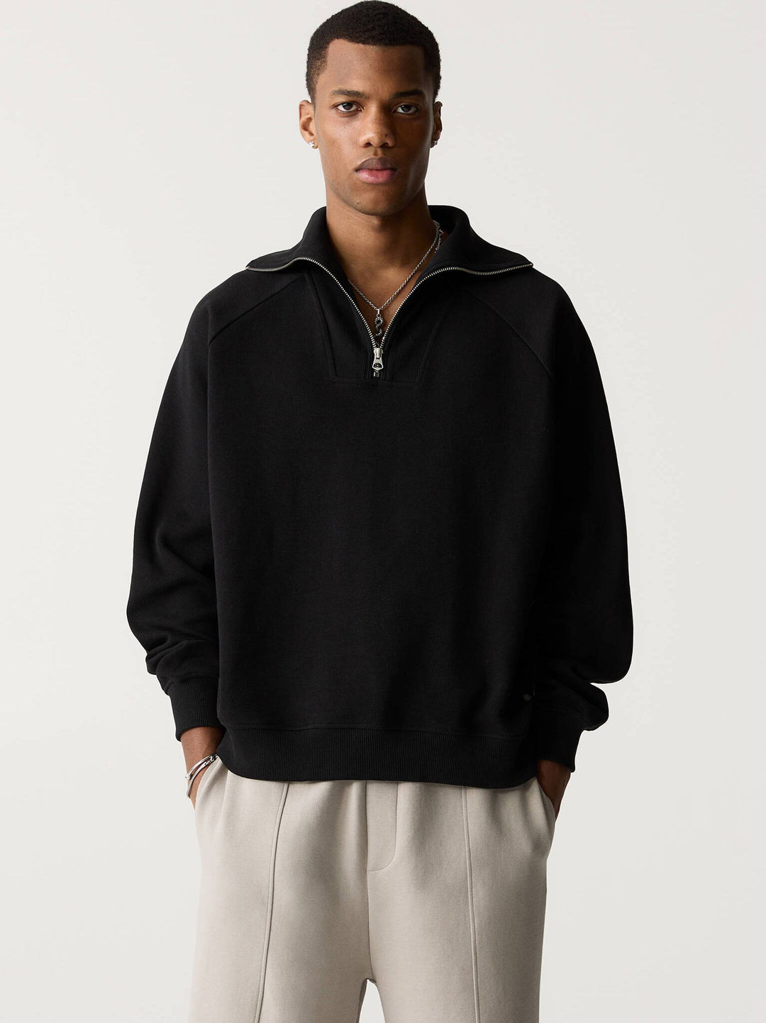 Moudda PULL & BEAR - Sweat Demi-Fermeture Détail Col Black Label - Tunisie 1