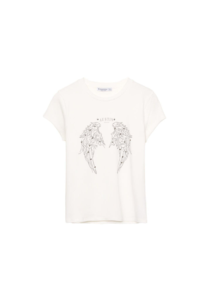 Moudda STRADIVARIUS - T-Shirt M/C Col Rond Imprimé avec Clous - Tunisie 1