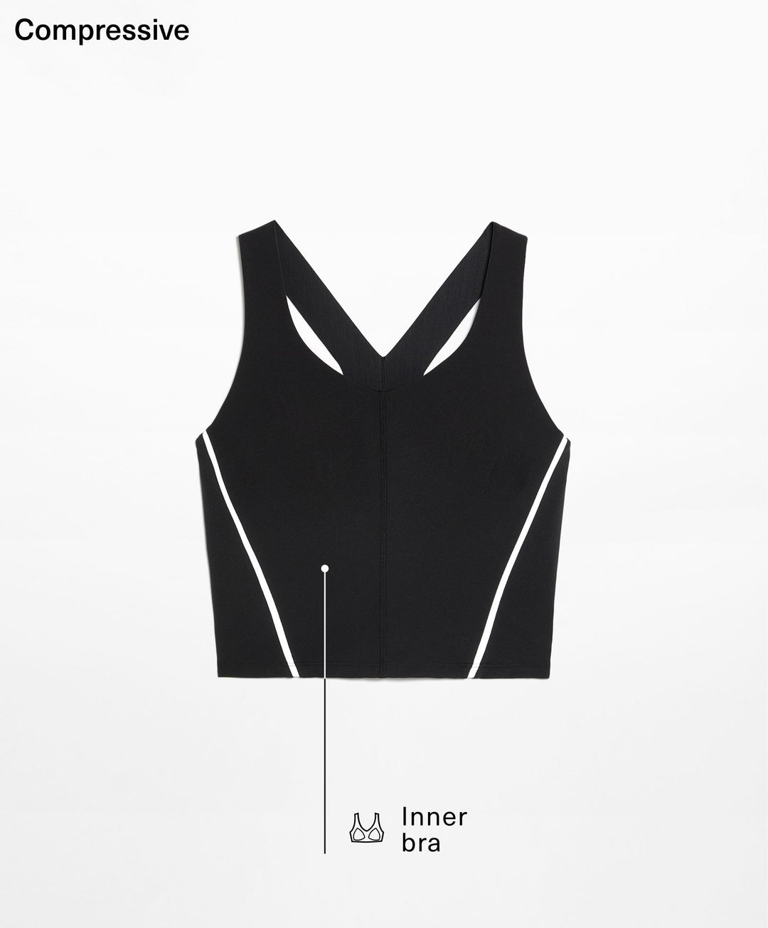 Moudda Oysho - Débardeur Compressif Demi-Bustier Col V Noir Réfléchissant - Tunisie 1