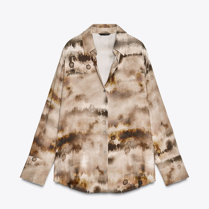 Moudda ZARA - Ensemble Chemise Crêpe - Tie Dye Marron - Tunisie 1