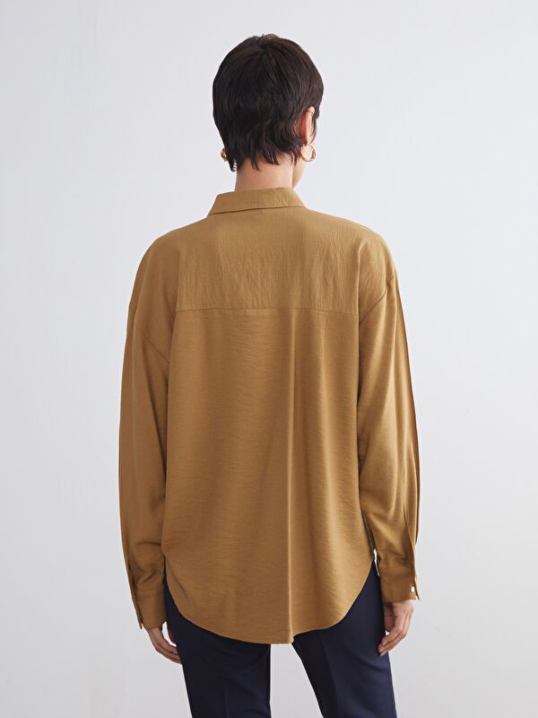 Moudda LC Waikiki - Chemise tissée manches longues Femme Moutarde - Tunisie 4