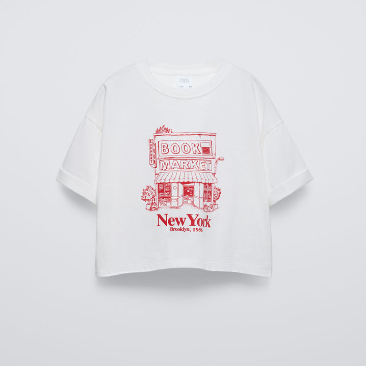 Moudda ZARA - T-shirt jersey épais, imprimé librairie - Tunisie 1