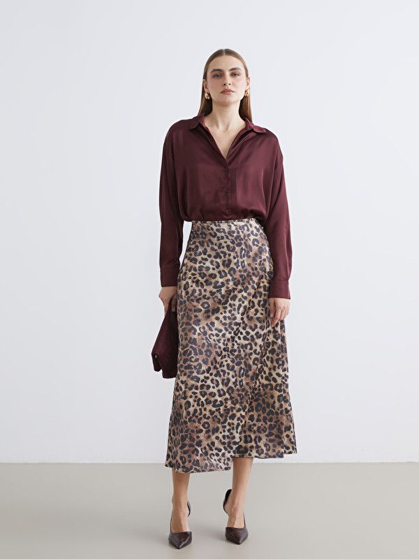 Moudda LC Waikiki - Jupe longue en tissu pour Femme couleur Marron imprimé - Tunisie 1