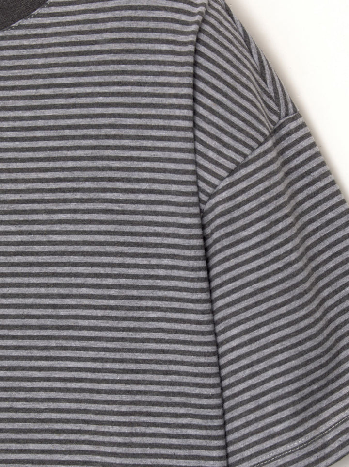 Moudda PULL & BEAR - T-Shirt Pacific Rayures Demi-Manches Gris - Tunisie 4