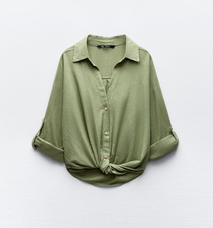 Moudda ZARA - Chemise nœud lin/viscose passant manche - Tunisie 1