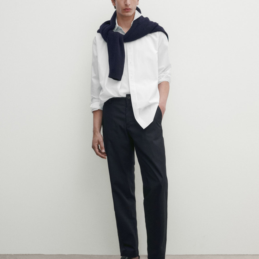 Moudda Massimo Dutti - Pantalon 100% coton sergé léger coupe fuselée - Tunisie 2