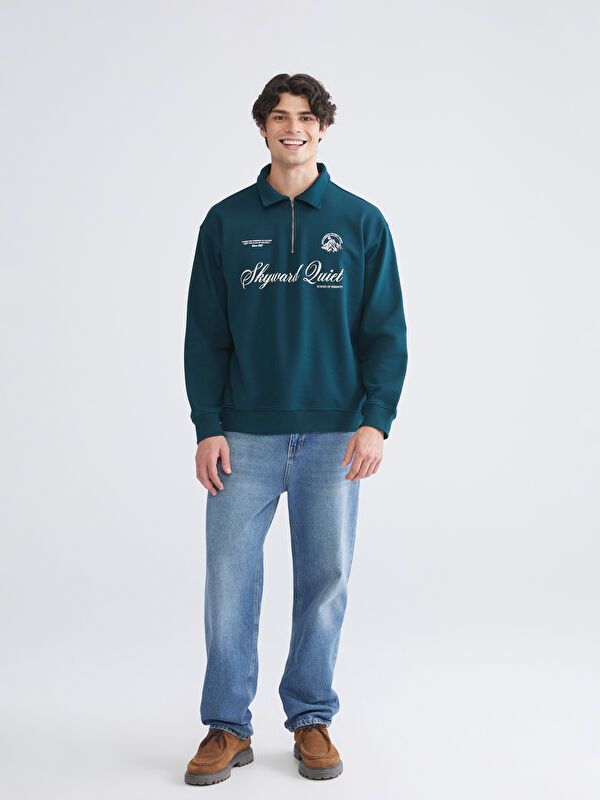 Moudda LC Waikiki - Sweatshirt en jersey couleur Bleu pétrol foncé pour hommes - Tunisie 2