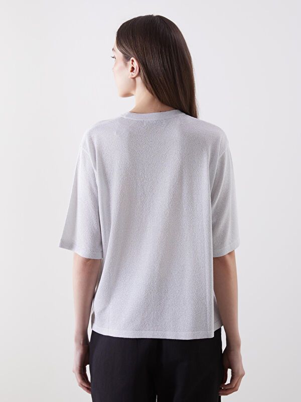 Moudda LC Waikiki - Pull tricot manches courtes Femme Lurex argenté - Tunisie 4
