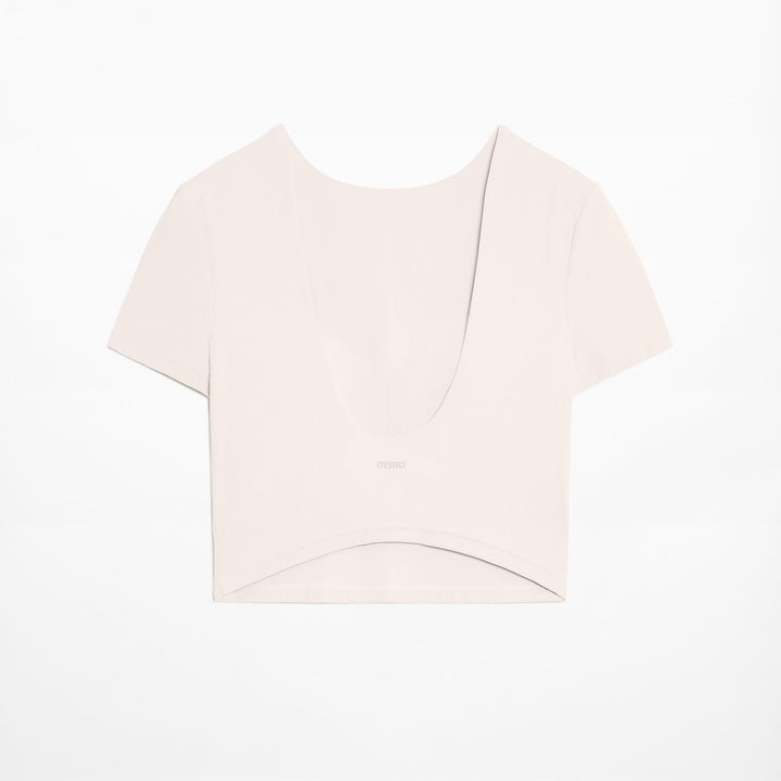 Moudda Oysho - T-Shirt Crop Côtelé Comfortlux - Tunisie 3