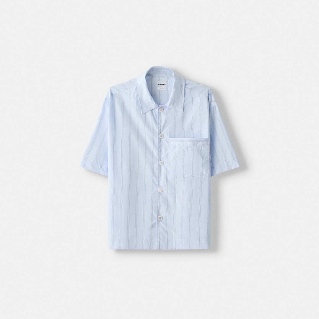 Moudda BERSHKA - Chemise manches courtes boxy rayure pyjama - Tunisie 1