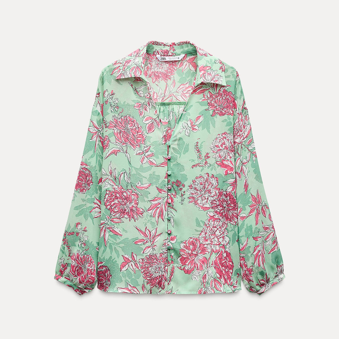 Moudda ZARA - Chemise imprimée, décolleté plungé - Tunisie 1