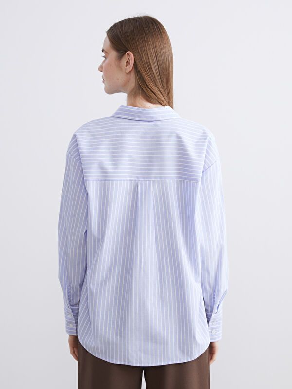 Moudda LC Waikiki - Chemise tissée manches longues Femme Rayures bleues - Tunisie 4