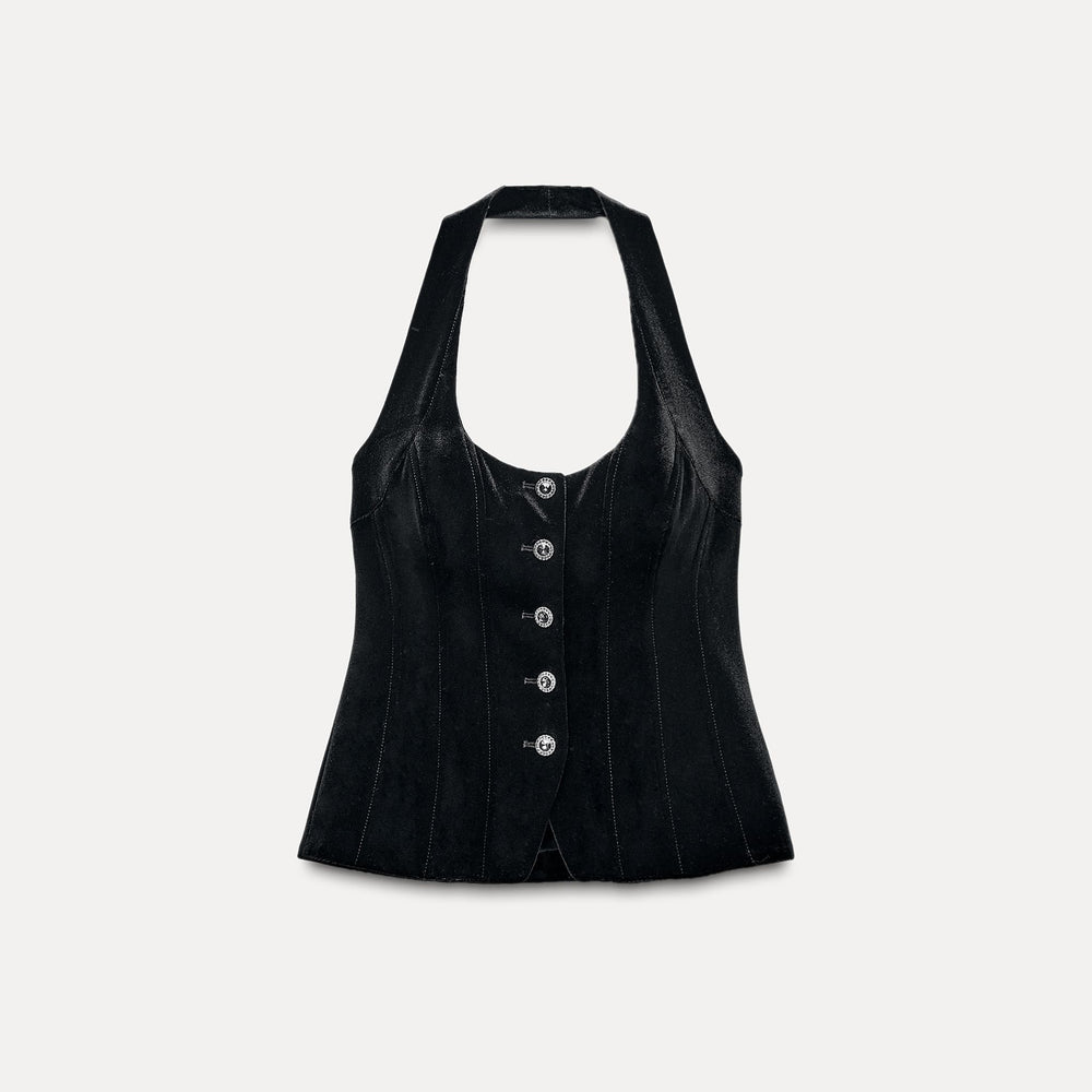 Moudda ZARA - Gilet en velours col bustier, bouton orné - Tunisie 2