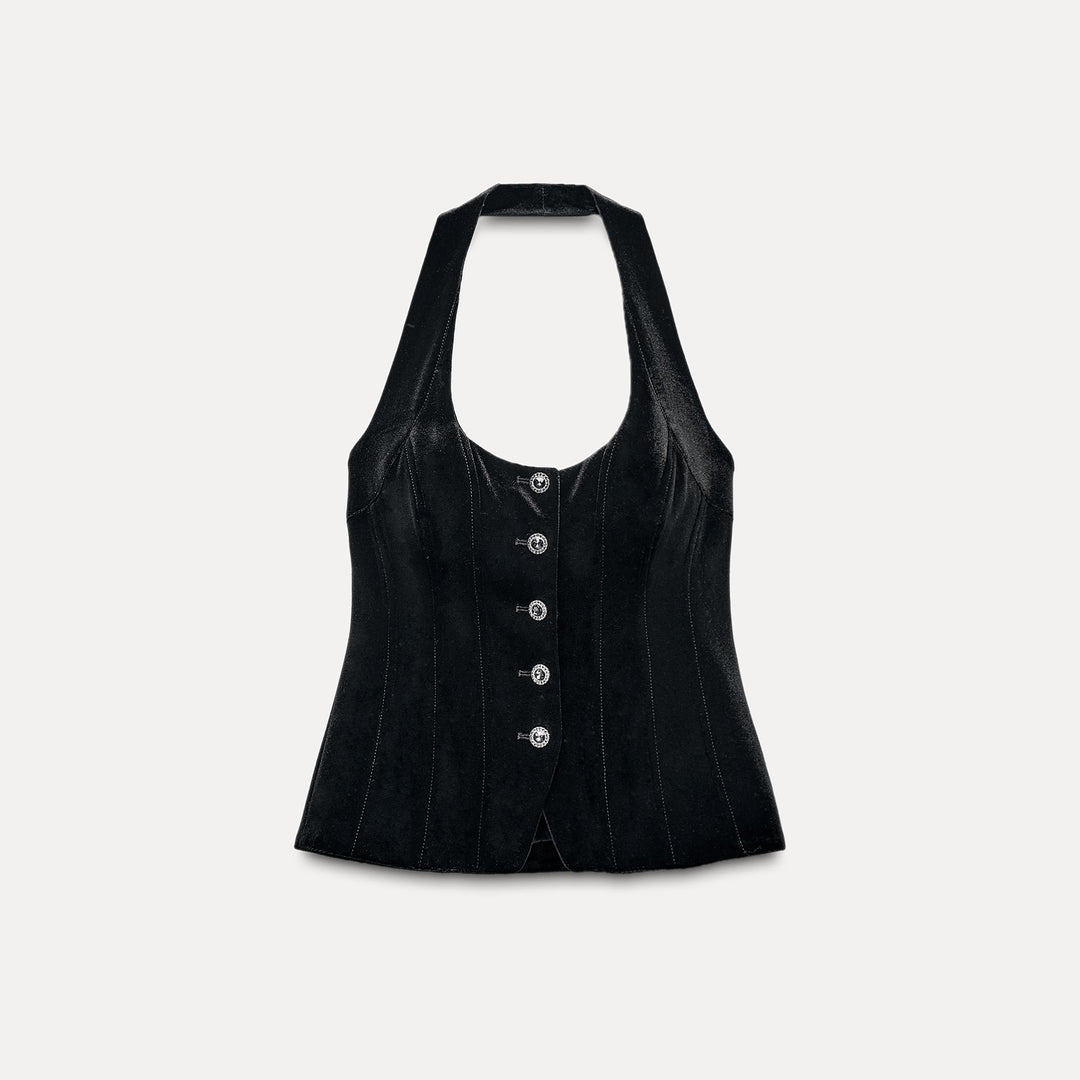 Moudda ZARA - Gilet en velours col bustier, bouton orné - Tunisie 2