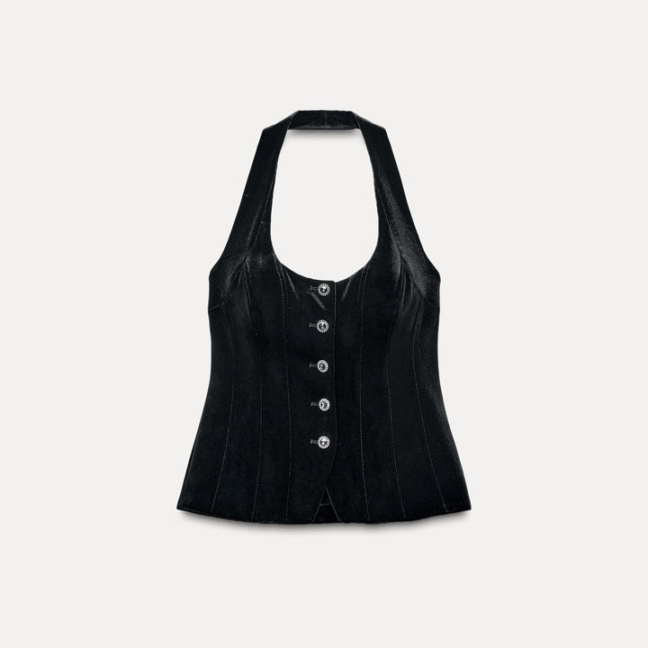 Moudda ZARA - Gilet en velours col bustier, bouton orné - Tunisie 2