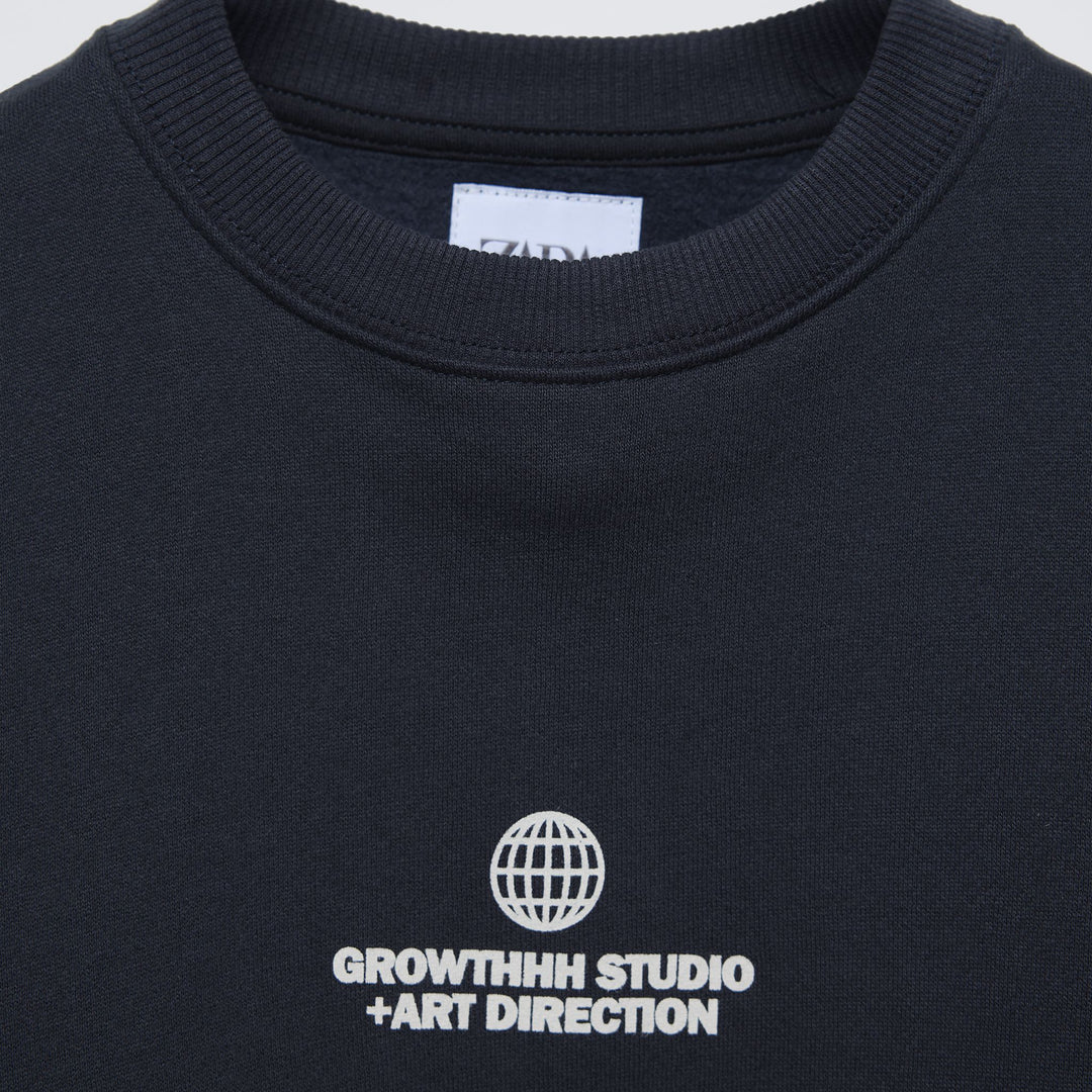 Moudda ZARA - Sweat coupe boxy marine, message décontracté - Tunisie 3