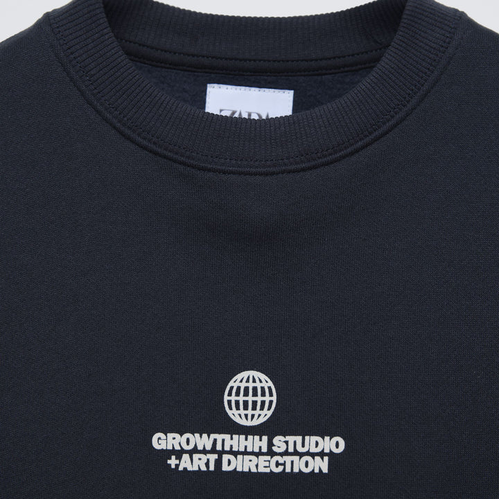 Moudda ZARA - Sweat coupe boxy marine, message décontracté - Tunisie 3