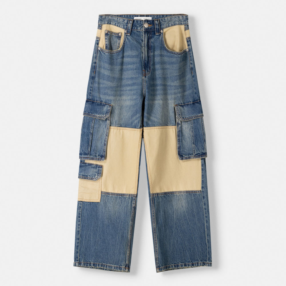 Moudda BERSHKA - Jean cargo ample color block - Tunisie 2