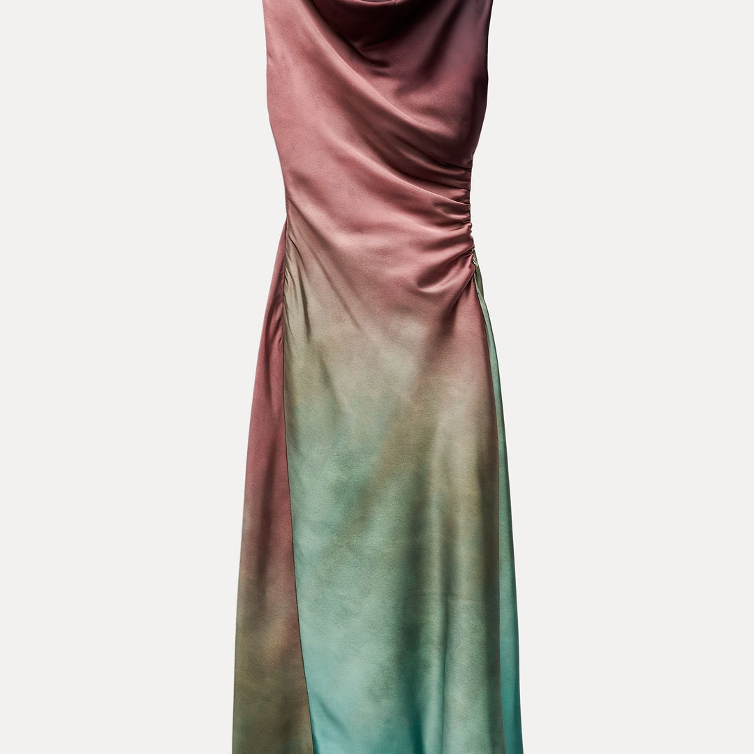Moudda ZARA - Robe mi-longue satinée manches courtes tie & dye - Tunisie 2