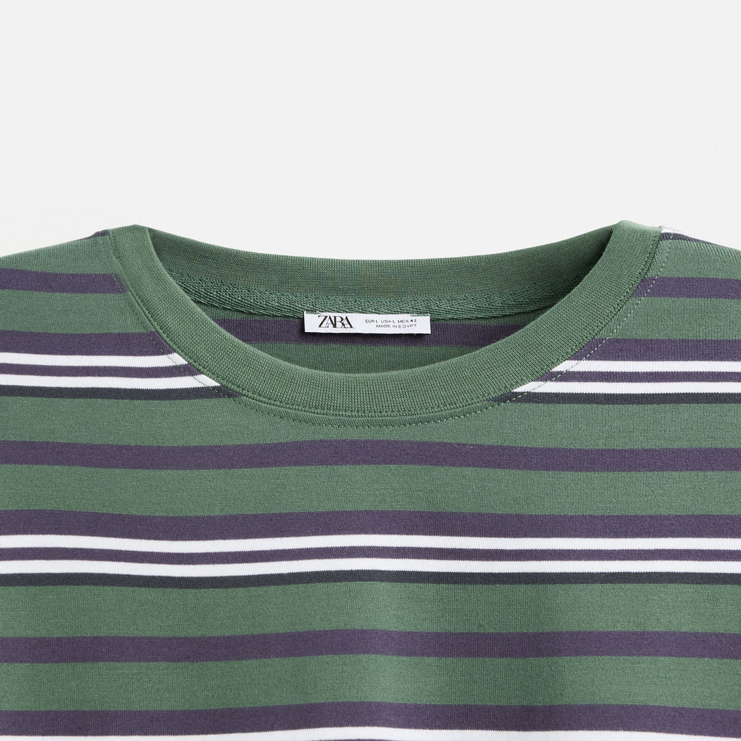 Moudda ZARA - T-Shirt - Rayure Tissée & Simple Varsity - Tunisie 3