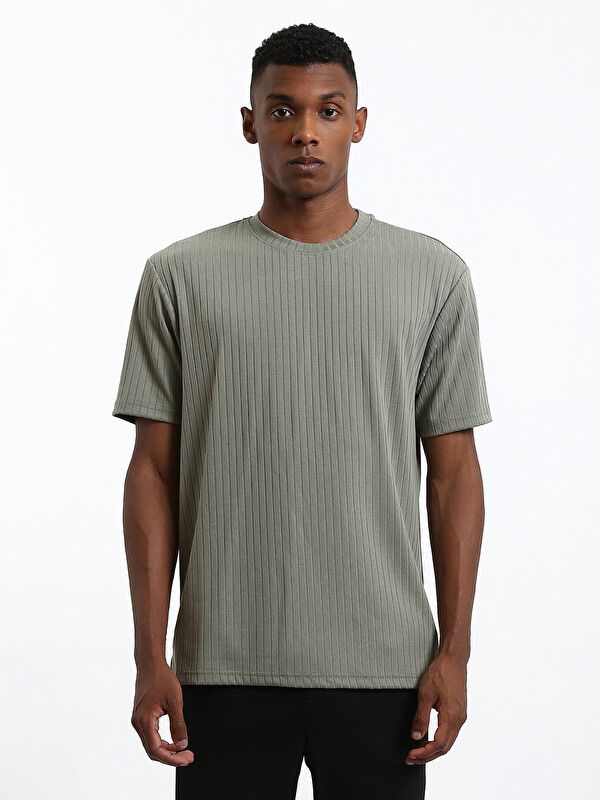 Moudda LC Waikiki - T-shirt manches courtes en jersey pour Homme couleur Vert terne - Tunisie 1