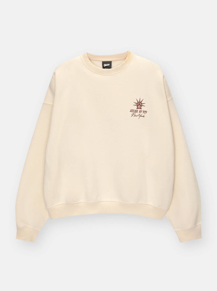 Moudda PULL & BEAR - Sweat Col Rond - Off White & Broderie New York - Tunisie 4