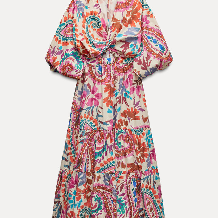 Moudda ZARA - Robe longue nœud imprimée multicolore - Tunisie 1