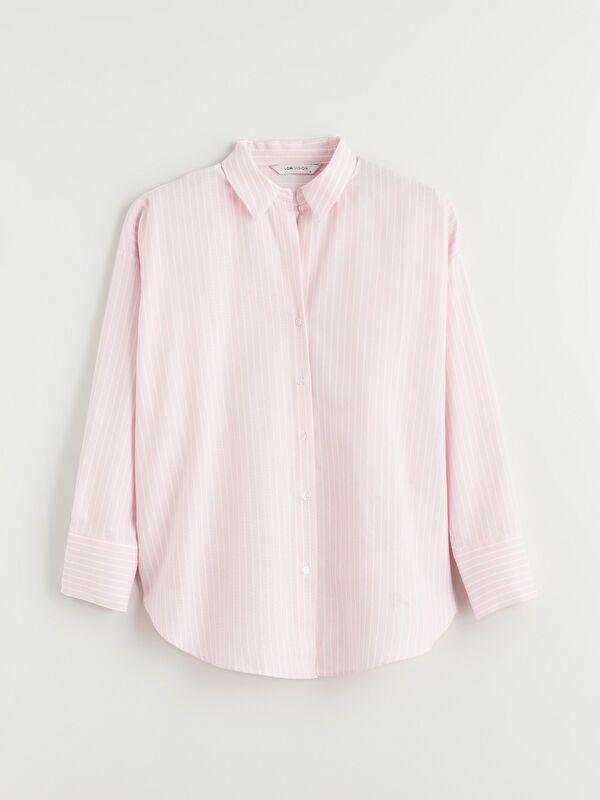 Moudda LC Waikiki - Chemise tissée manches longues Femme Rayures roses - Tunisie 1