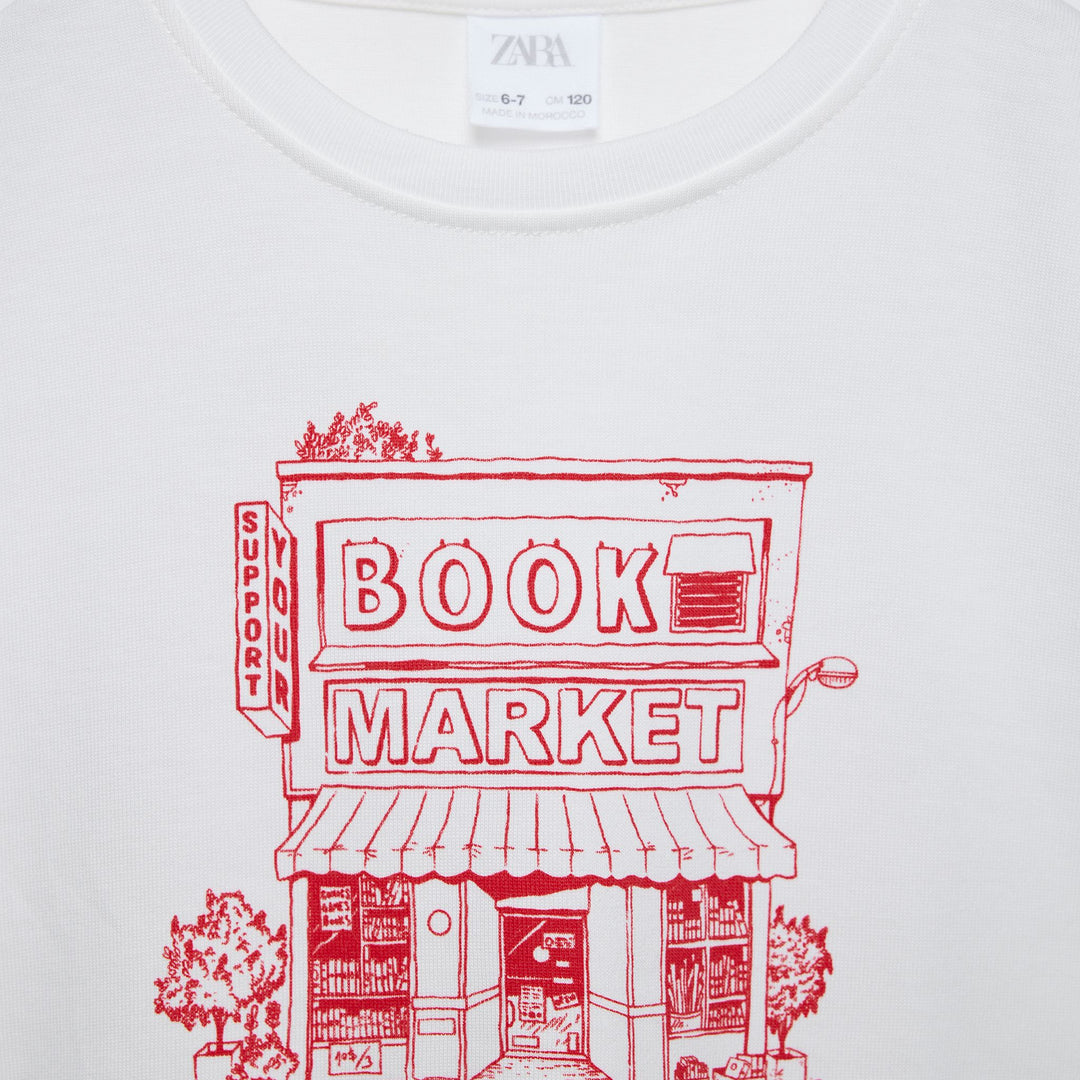 Moudda ZARA - T-shirt jersey épais, imprimé librairie - Tunisie 3