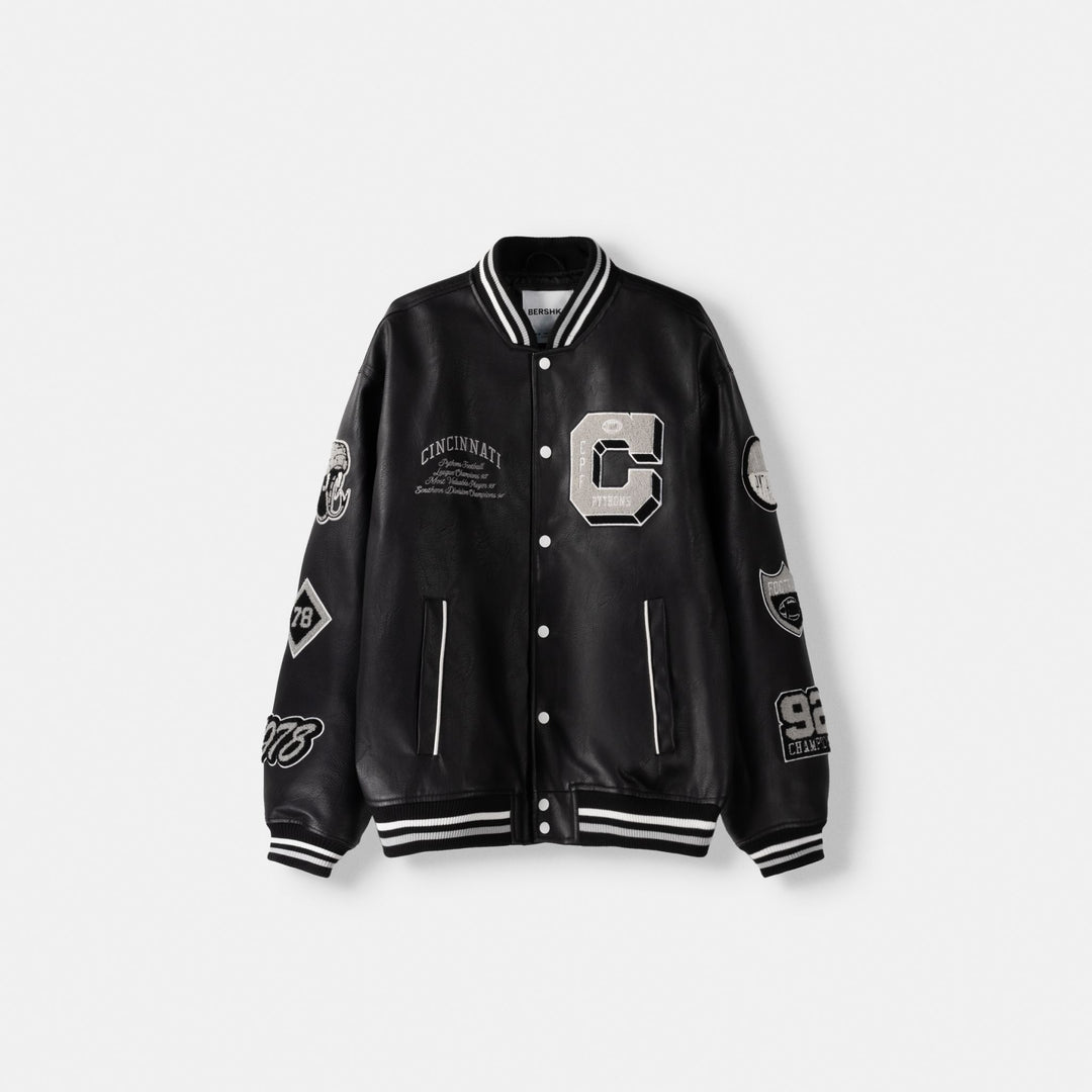 Moudda BERSHKA - Veste bomber effet cuir, style varsity - Tunisie 1
