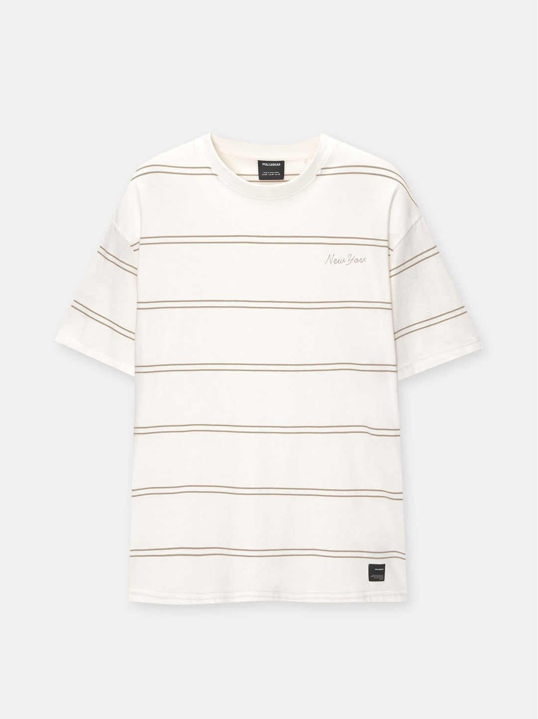 Moudda PULL & BEAR - T-Shirt Rayure Fine Tissée Brodé New York - Tunisie 3