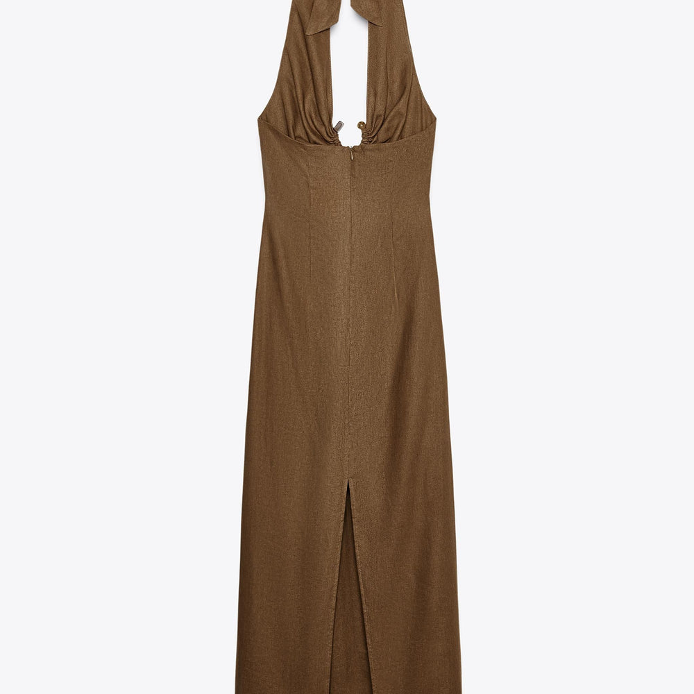 Moudda ZARA - Robe Midi Lin/Viscose - Halter, Boucle & Pierres - Tunisie 2