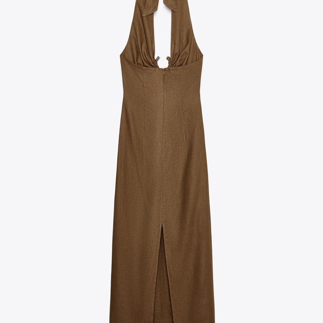Moudda ZARA - Robe Midi Lin/Viscose - Halter, Boucle & Pierres - Tunisie 2