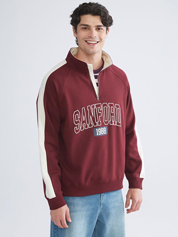 Moudda LC Waikiki - Sweatshirt en jersey couleur Bordeaux pour hommes - Tunisie 1