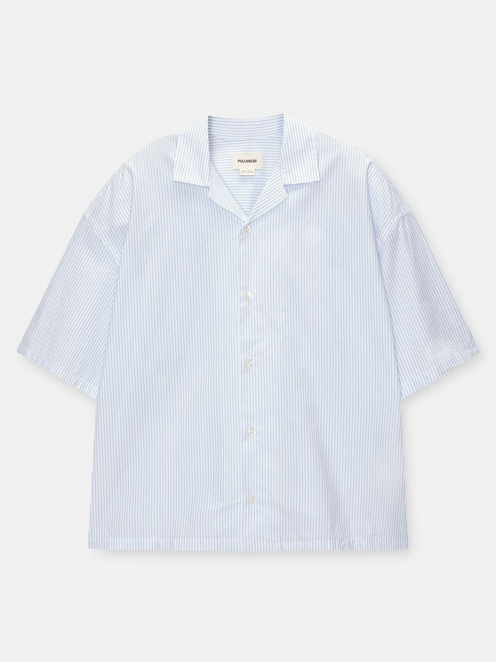 Moudda PULL & BEAR - Chemise Demi-Manches Crop Popeline Rayures - Tunisie 1