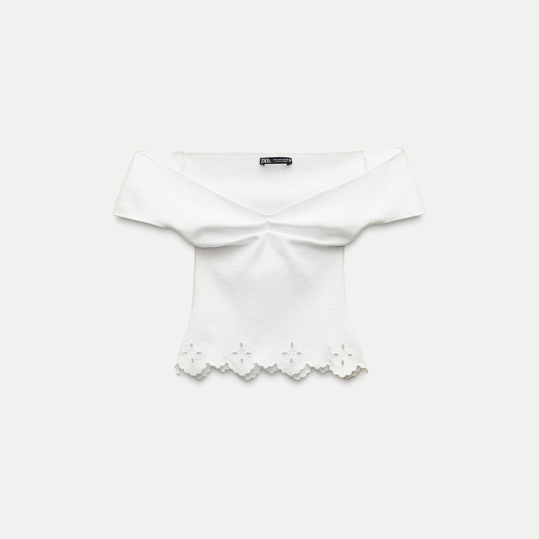 Moudda ZARA - Top Maille Stretch Brodé - Tunisie 1