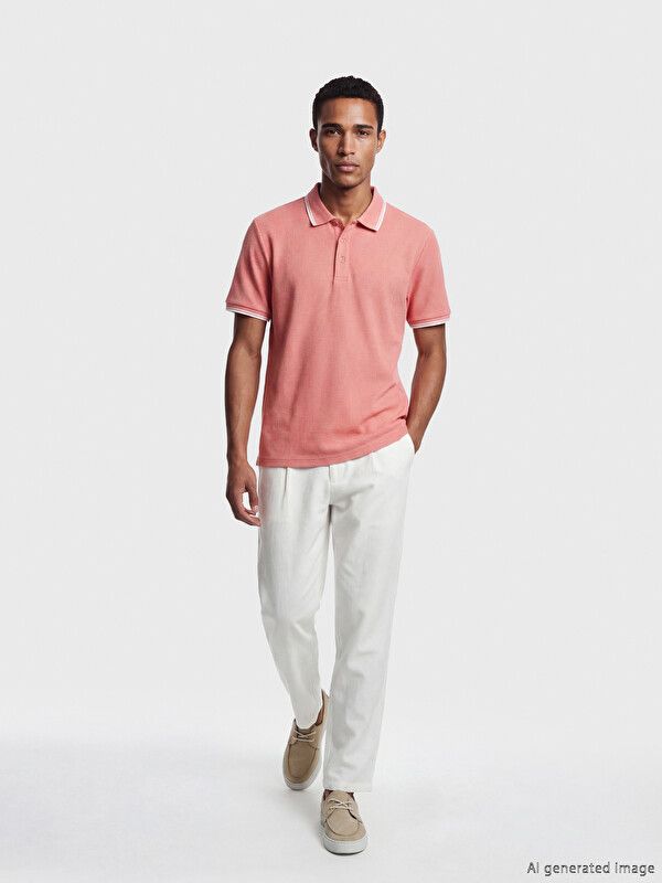 Moudda LC Waikiki - T-shirt manches courtes en jersey pour Homme couleur Corail terne - Tunisie 2