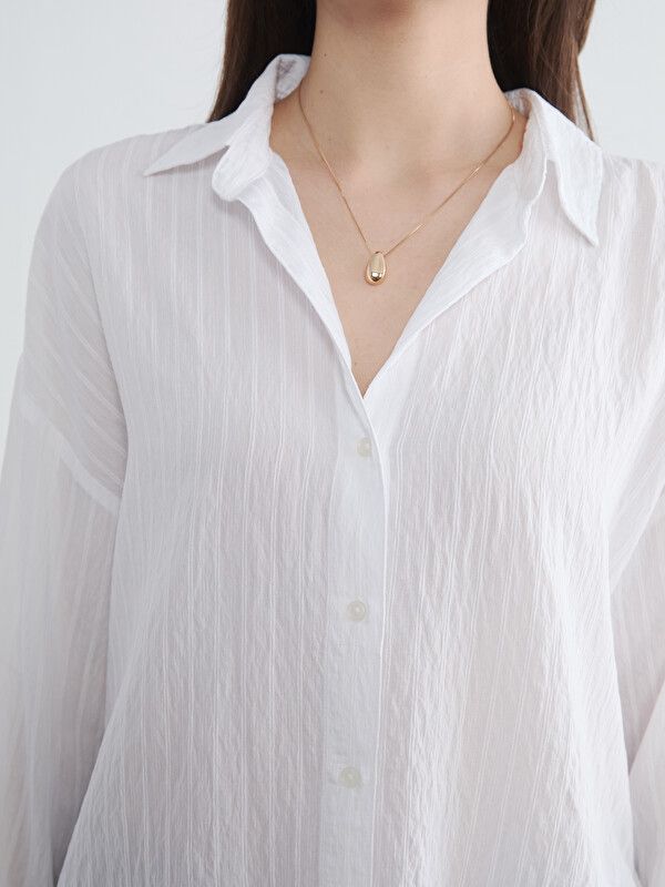 Moudda LC Waikiki - Chemise manches longues en tissu pour Femme couleur Écru - Tunisie 3