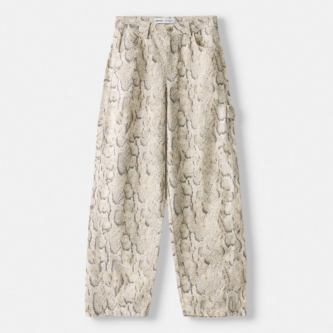 Moudda BERSHKA - Pantalon Coupe Volume Imprimé Serpent - Tunisie 1