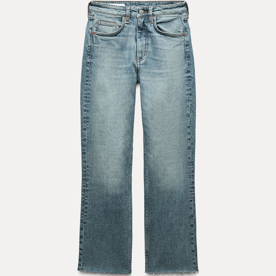 Moudda ZARA - Pantalon évasé court 5 poches taille haute ourlet brut - Tunisie 1
