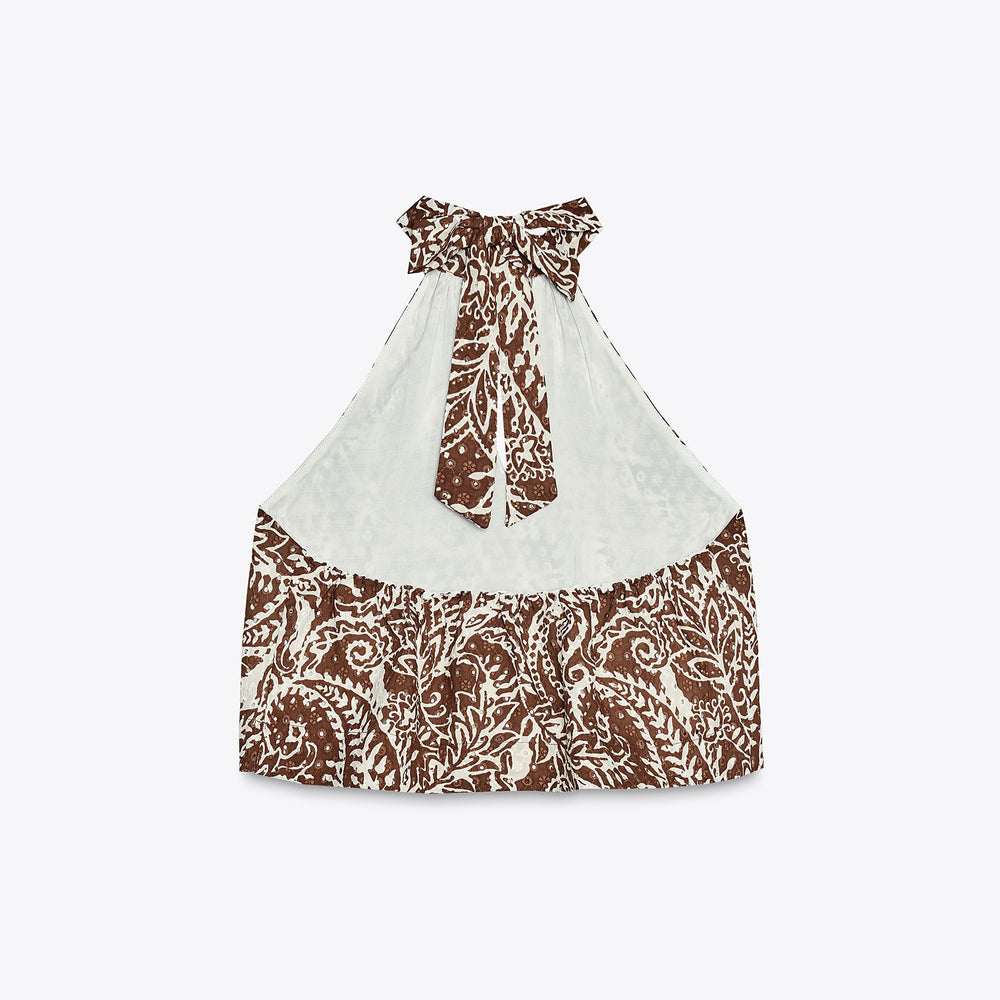 Moudda ZARA - Ensemble Top Brodé - Imprimé Bicolore & Halter - Tunisie 2