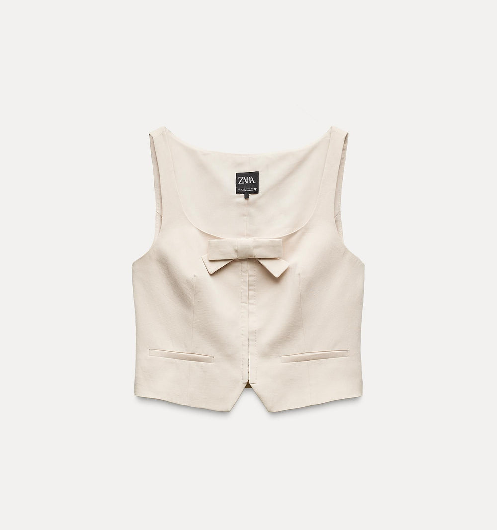 Moudda ZARA - Gilet cintré en lin nœud découpe - Tunisie 2