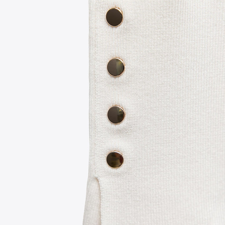 Moudda ZARA - Pull Basic - Col Caja, Bouton Doré & Poignet - Tunisie 4