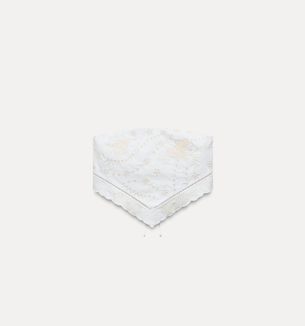 Moudda ZARA - Top col bateau brodé ourlet en V - Tunisie 2