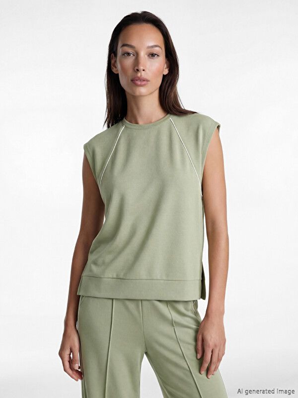 Moudda LC Waikiki - Pack jersey à maches courtes pour Femme couleur Vert terne - Tunisie 1