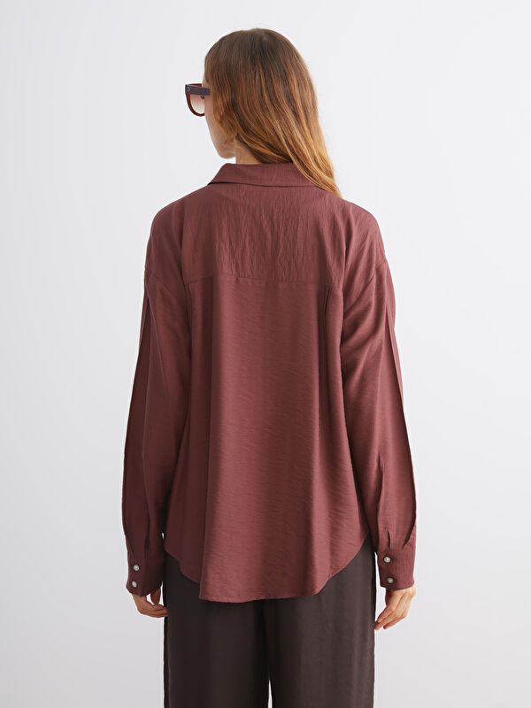 Moudda LC Waikiki - Chemise tissée manches longues Femme Brun - Tunisie 4