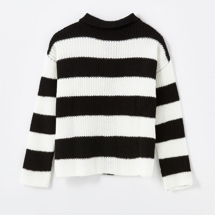 Moudda LC Waikiki - Cardigan en tricot Fille Rayures noires - Tunisie 2