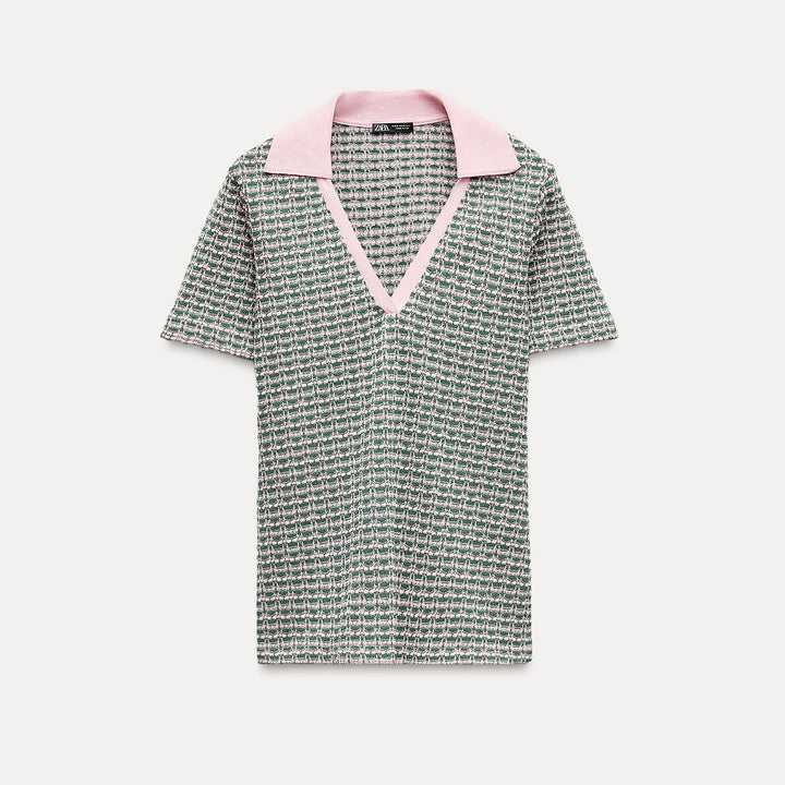 Moudda ZARA - T-shirt polo jacquard manches courtes – ensemble - Tunisie 1