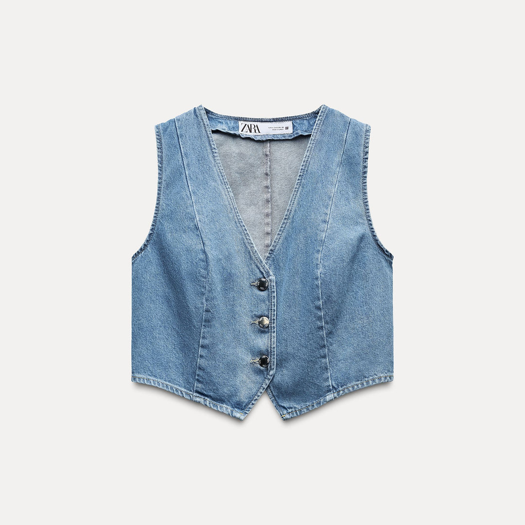 Moudda ZARA - Gilet denim à boutons apparents – ensemble coordonné - Tunisie 1